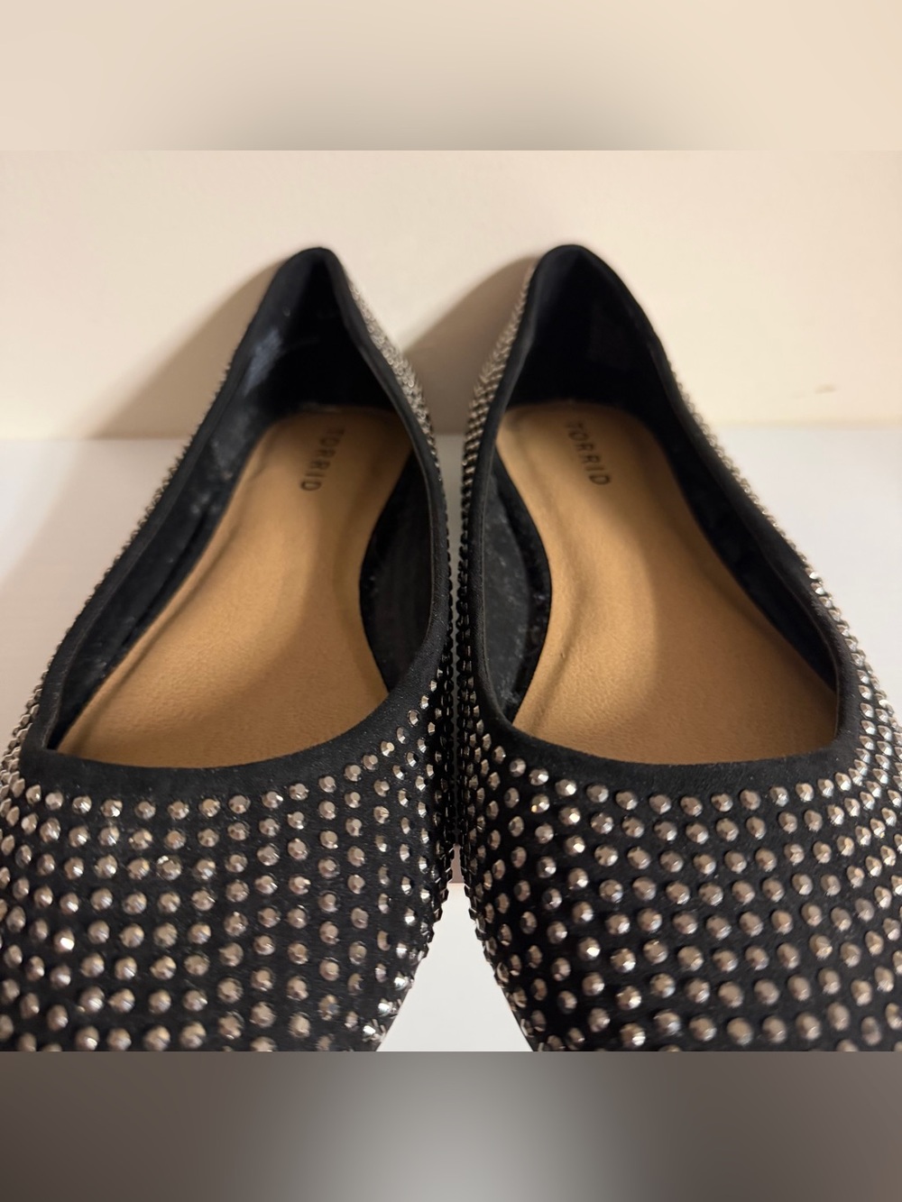 Torrid Black Rhinestone Pointed Ballet Flats Size 10 - Picture 4 of 7
